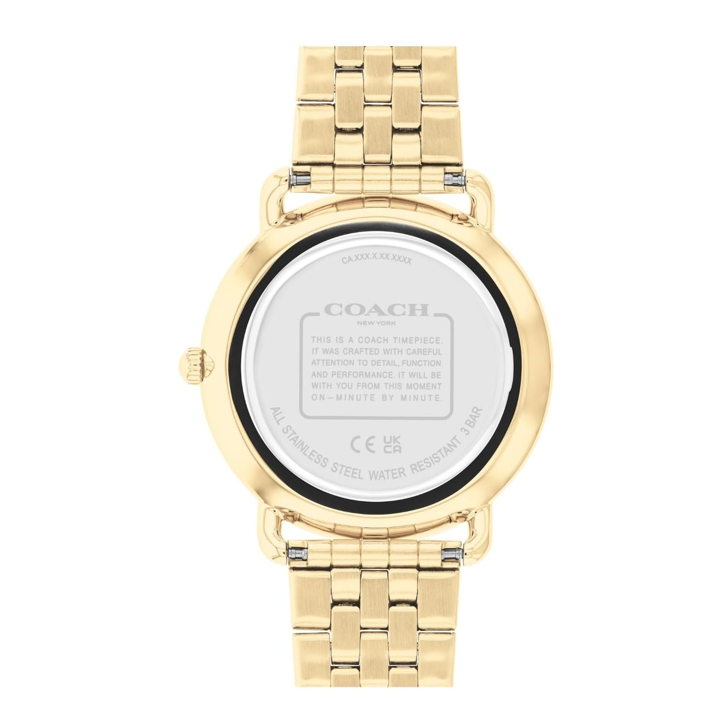 Coach Elliot Qtz Basic Black Round Dial Men's Watch|Ionic Plated Thin Gold Steel Material|Gold Color Band