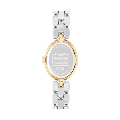 Coach Sammy Qtz Basic Silver White Oval Dial Women's Watch|Stainless Steel & Ionic Plated Thin Gold Steel Material|Gold Color Band