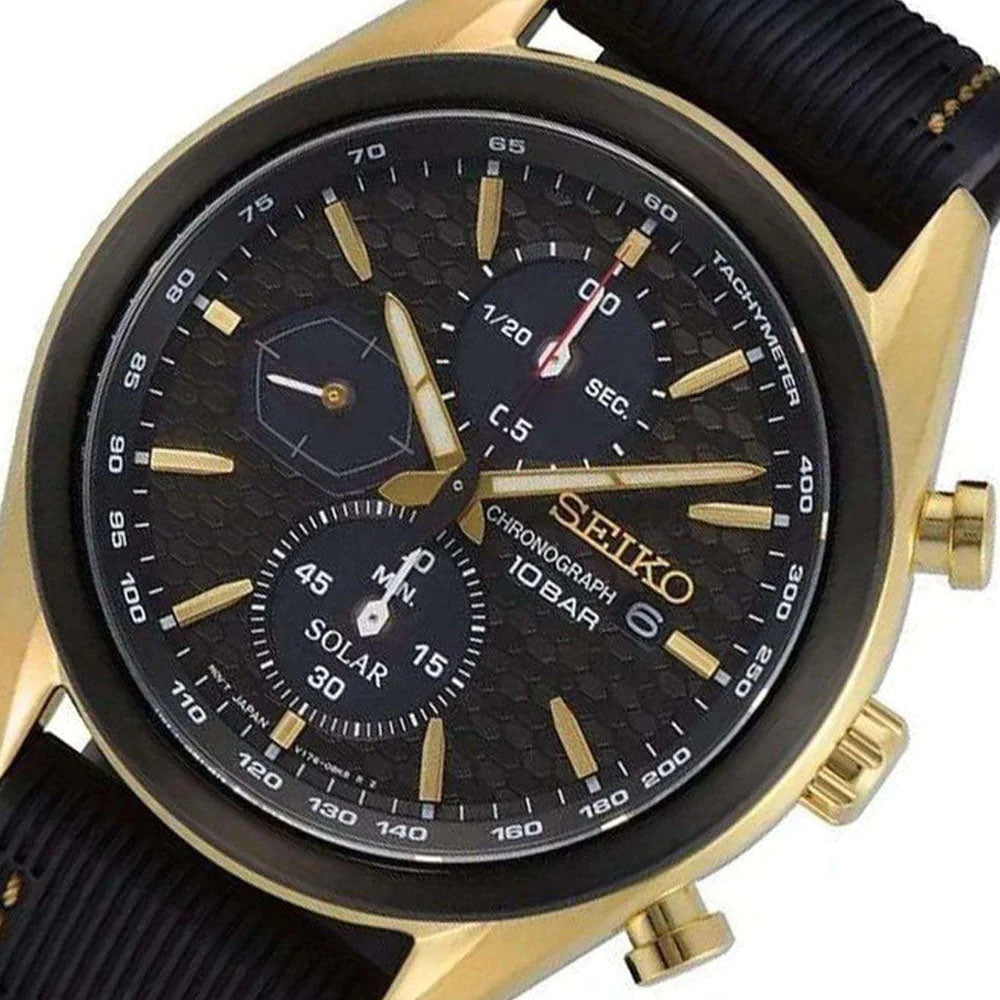 Seiko Chronograph Black & Silicone Men's Watch SSC804P1