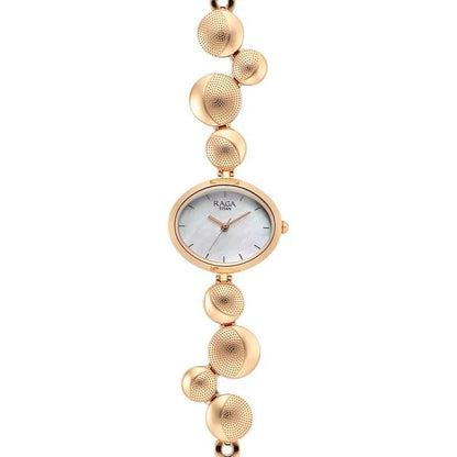 Raga Power Pearls Quartz Analog Mother Of Pearl Dial Metal Strap Watch for Women 2721WM01F