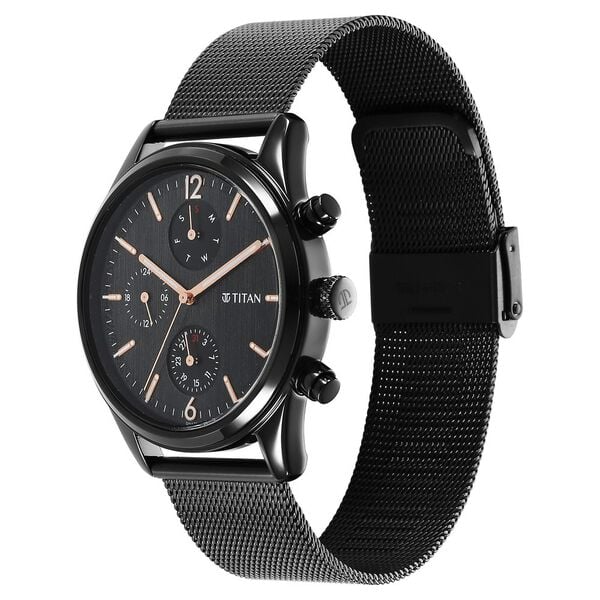 Analog Black & Stainless Steel Men' NS1805NM05