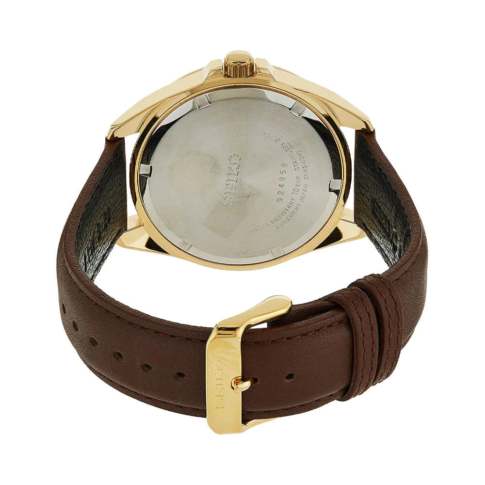 Seiko Analog White & Leather Men's Watch SUR216P1