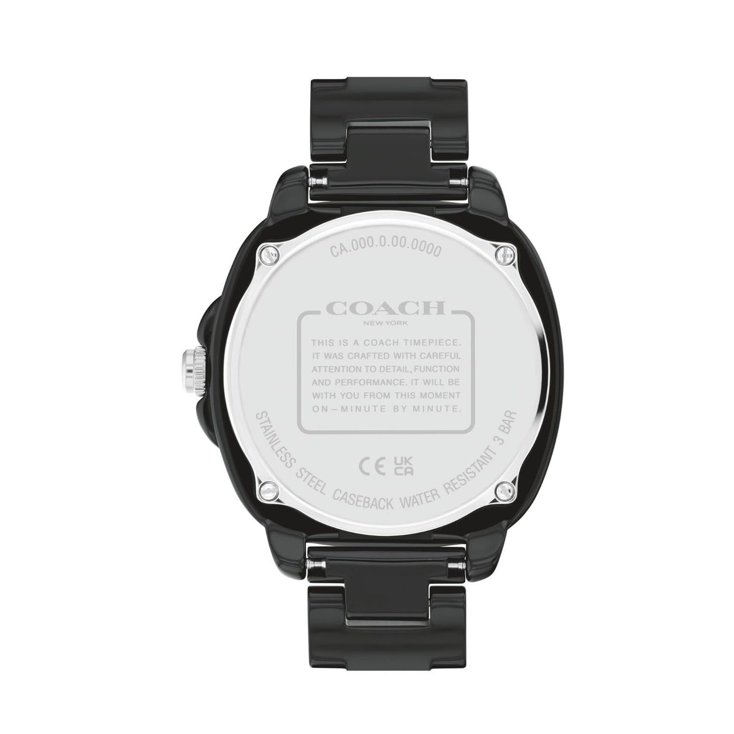 Coach Kitt Qtz Basic Black Tonneau Dial Women's Watch|Black Ceramic Material|Black Color Band