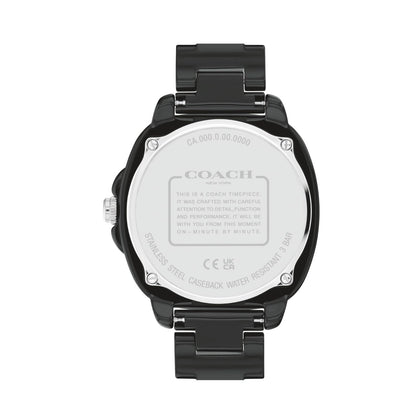 Coach Kitt Qtz Basic Black Tonneau Dial Women's Watch|Black Ceramic Material|Black Color Band