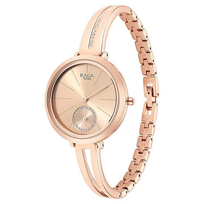 Raga Viva Rose Gold Dial Women Watch With Metal Strap