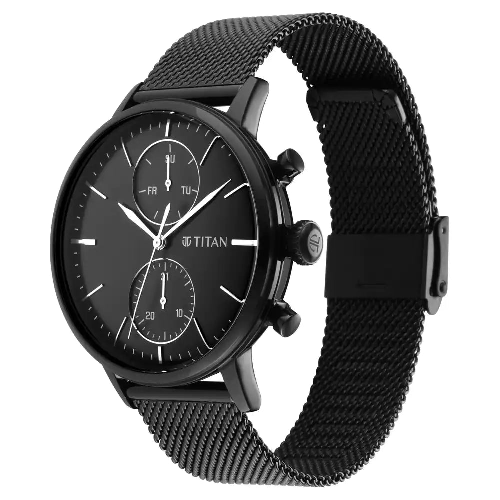 Multifunction Black & Stainless Steel Men's Watch NQ90135NM01