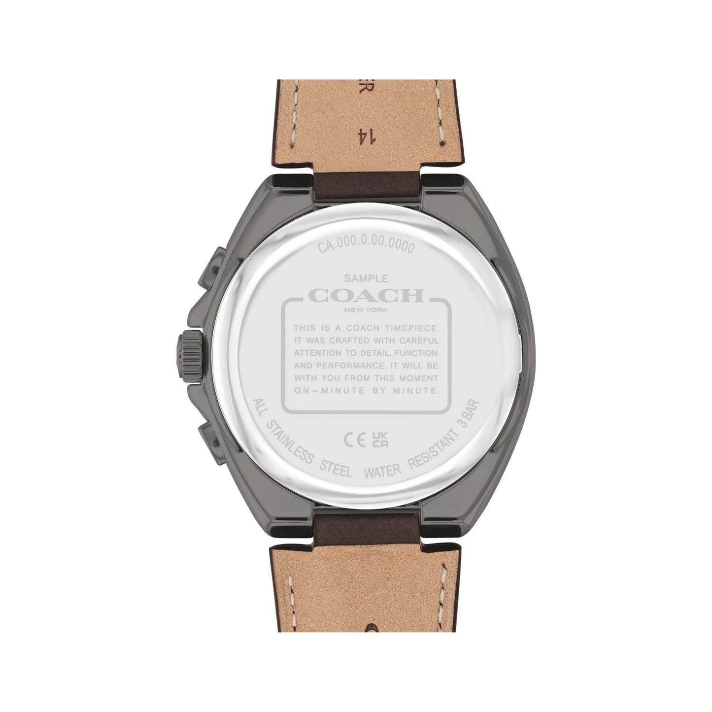 Coach Jackson Qtz Fashion Chrono Brown Round Dial Men's Watch|Brown Calfskin Material|Brown Color Band