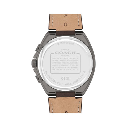 Coach Jackson Qtz Fashion Chrono Brown Round Dial Men's Watch|Brown Calfskin Material|Brown Color Band