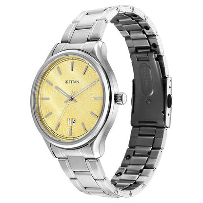 Analog Yellow & Stainless Steel Men's Watch 10033SM06