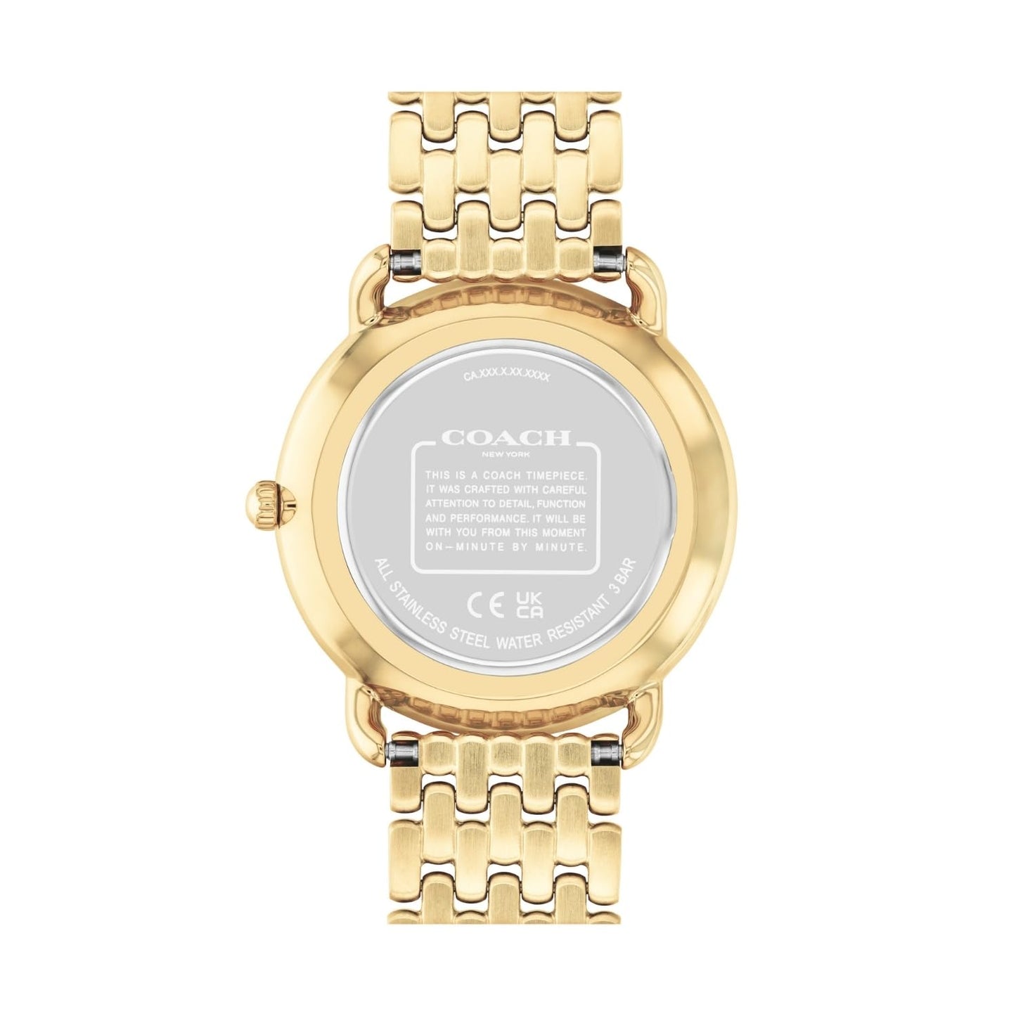 Coach Elliot Qtz Basic Gold Round Dial Women's Watch|Ionic Plated Thin Gold Steel Material|Gold Color Band