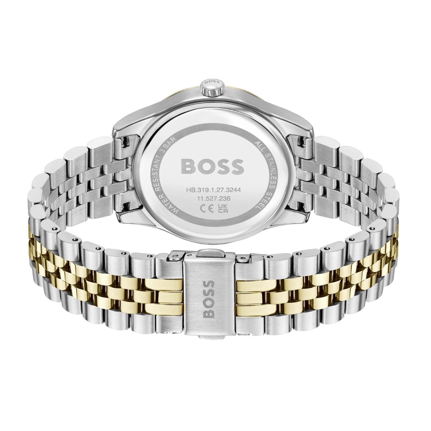 Boss Graceful Qtz Basic Silver Mother of Pearl Round Dial Women's Watch|Two Tone Stainless Steel Material|Silver Color Band 1502779