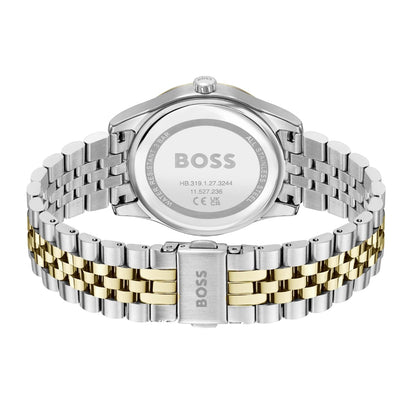 Boss Graceful Qtz Basic Silver Mother of Pearl Round Dial Women's Watch|Two Tone Stainless Steel Material|Silver Color Band 1502779