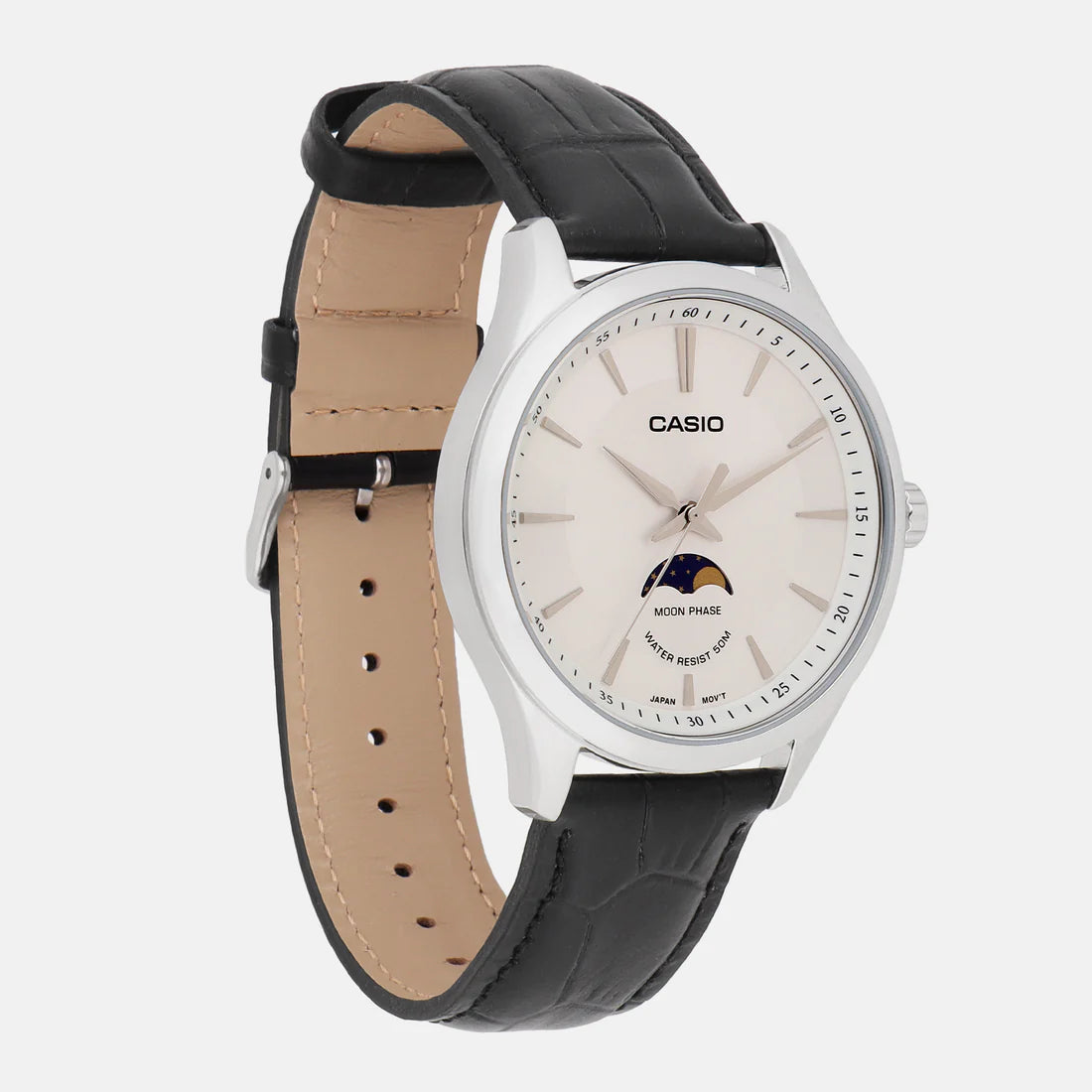CASIO Analog White & Leather Men's Watch A2168