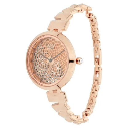 Raga Facets Rose Gold Dial Women Watch With Stainless Steel Strap