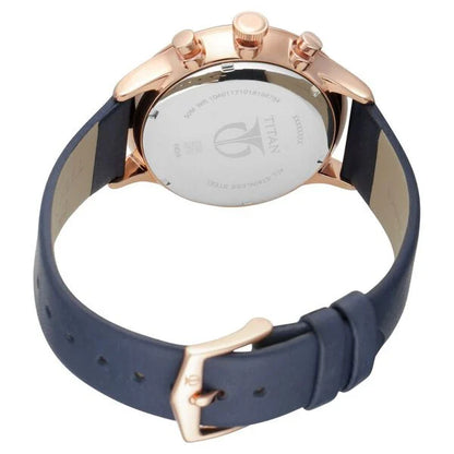 Quartz Multifunction Blue Dial Leather Strap Watch for Men
