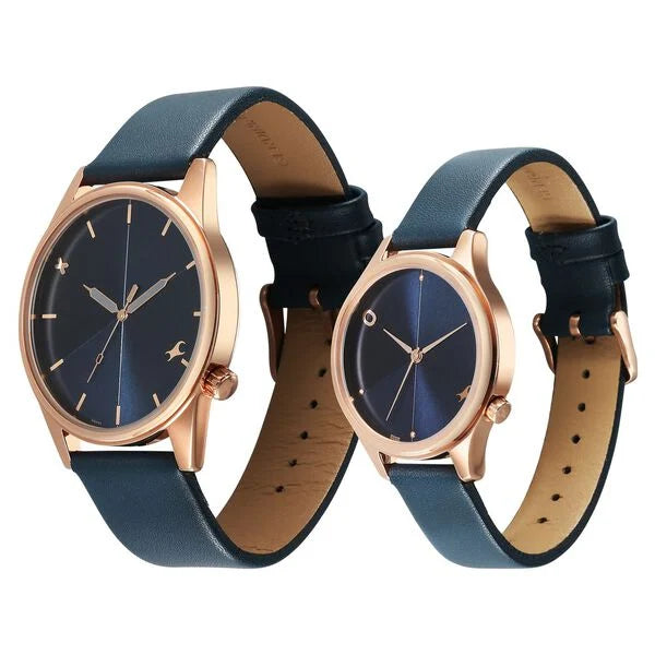 Fastrack Analog Blue & Leather Couple' 33056296WL01P