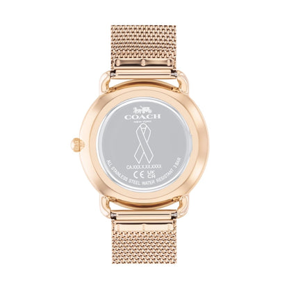 Coach Elliot Qtz Basic Pink Round Dial Women's Watch|Ionic Plated Carnation Gold Steel Material|Gold Color Band - 14504212