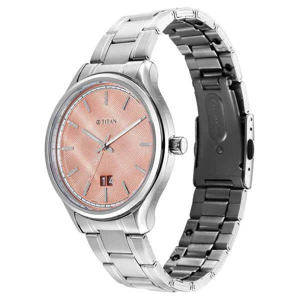 Analog Orange & Stainless Steel Men's Watch 10033SM04