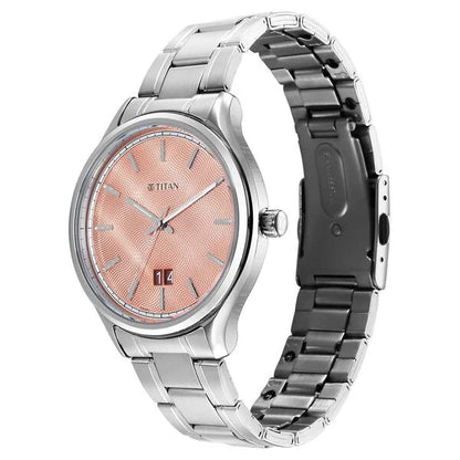 Analog Orange & Stainless Steel Men's Watch 10033SM04