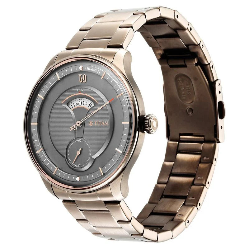 Analog Brown & Stainless Steel Men's Watch NR1890QM01