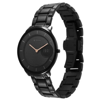 Edge Slim Stainless Steel Strap Black Dial Analog Watch for Men