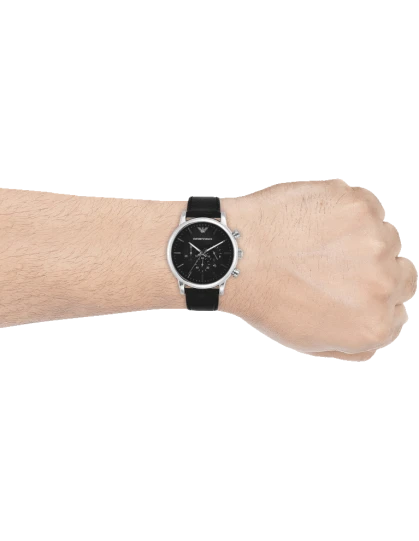 Emporio Armani  Black & Leather Men's Watch AR1828