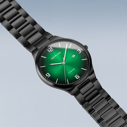 BERING Analog green & titanium Men's Watch 15240 728