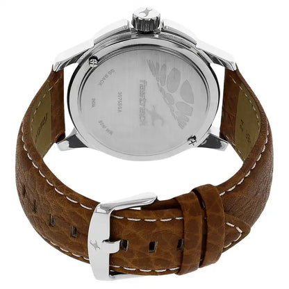 Fastrack Analog Silver & Leather Men's Watch NK3075SL03