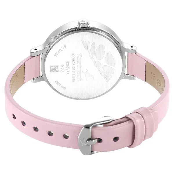 Fastrack Analog Pink & Leather Women' NS6266SL01