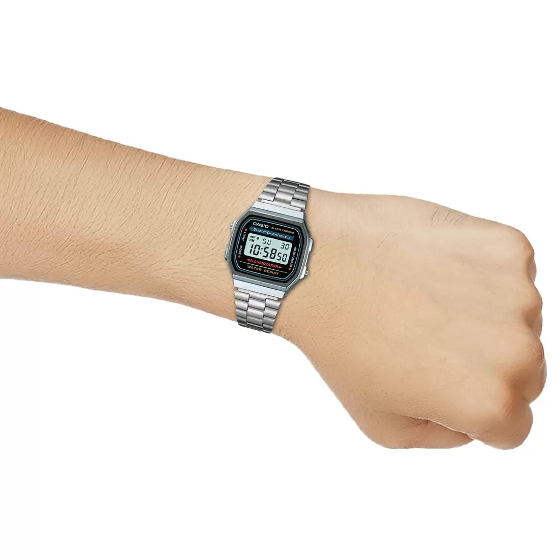 Casio Digital Black & Stainless Steel Unisex Watch D131