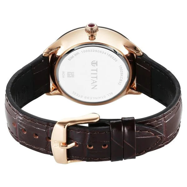 Analog Brown & Leather Men' 10028KL02