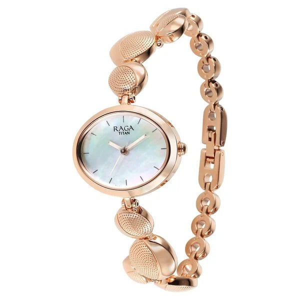 Raga Power Pearls Quartz Analog Mother Of Pearl Dial Metal Strap Watch for Women 2721WM01F