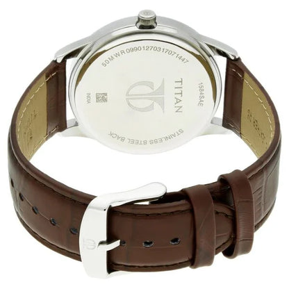 Quartz Analog with Date Brown Dial Leather Strap Watch for Men