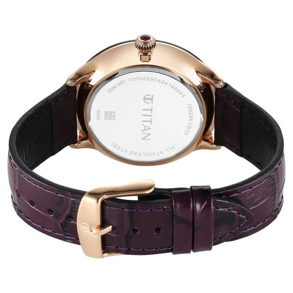 Analog Purple & Leather Men's Watch 10028KL01