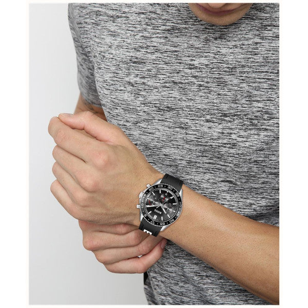 Quartz Male Chronograph Black Silicone Watch 1514141