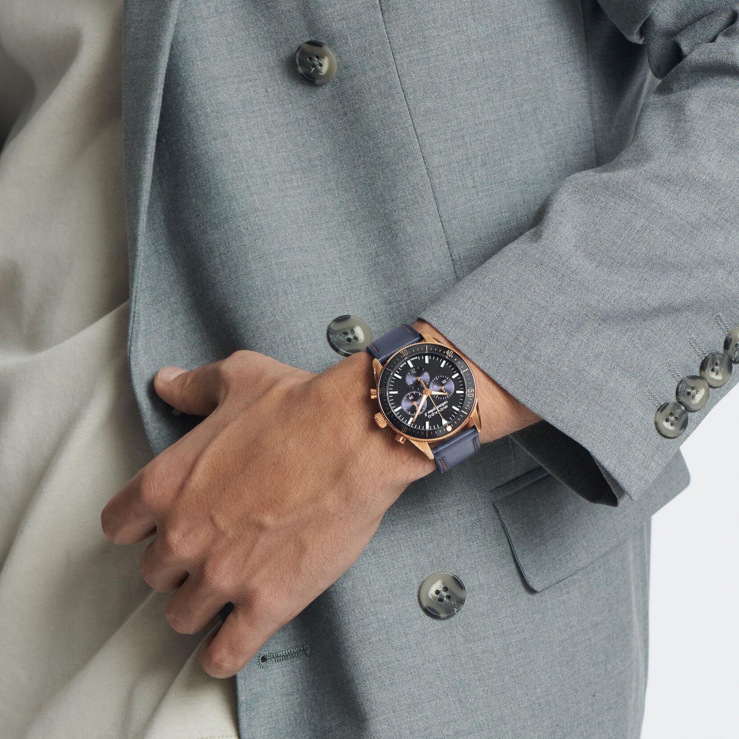 Movado Chronograph Grey & Leather Men's Watch 3650168