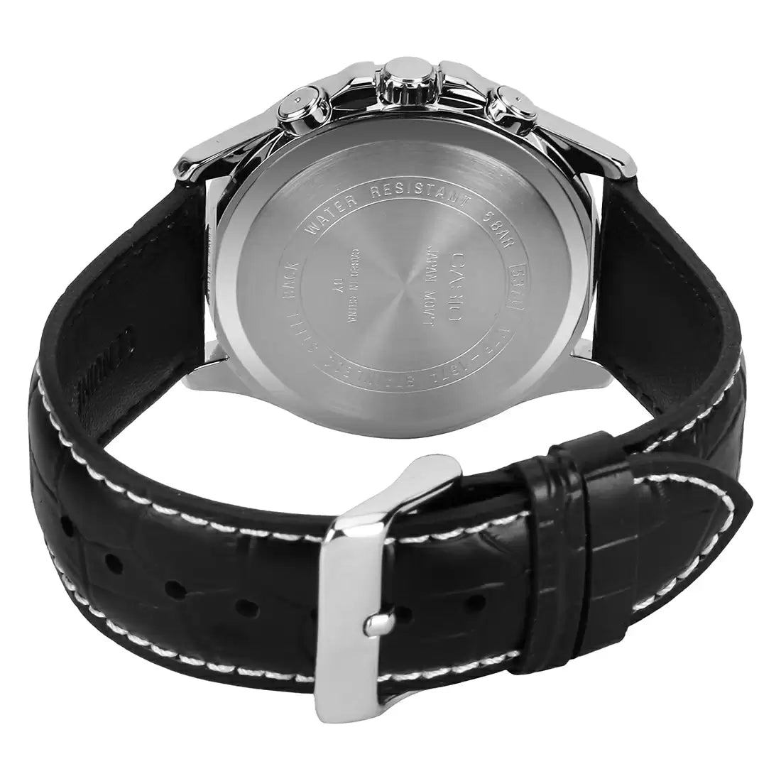 CASIO Chronograph Black & Leather Men's Watch A834