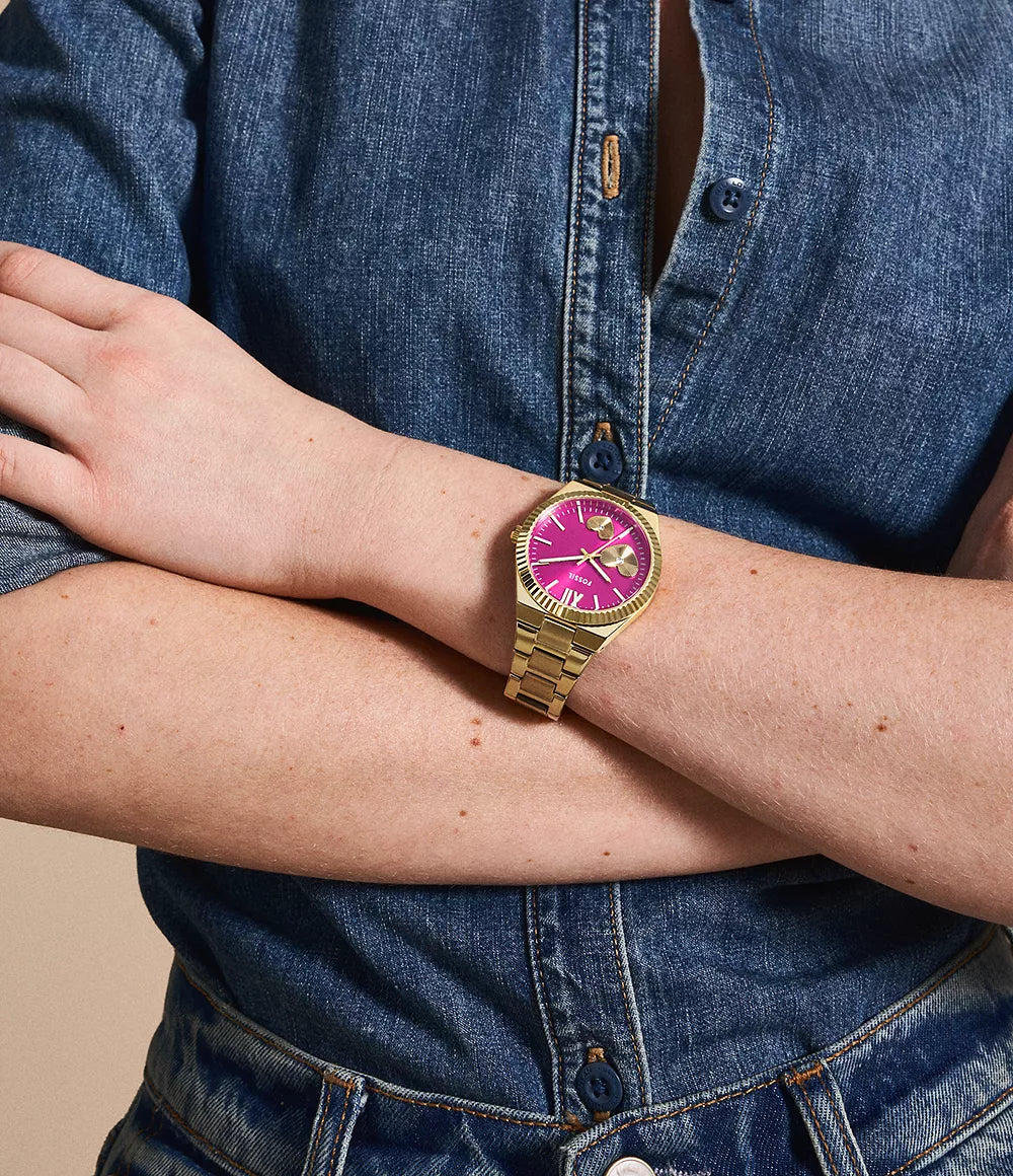 Fossil Analog Pink & Stainless Steel Women's Watch ES5325