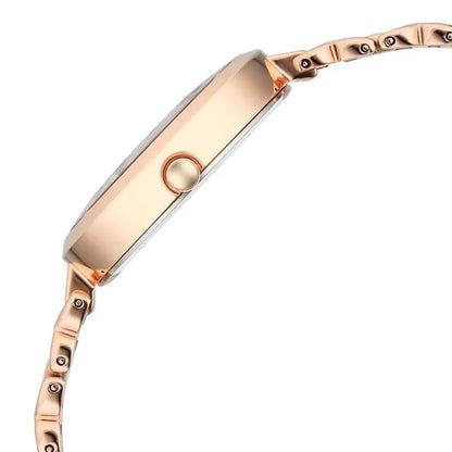 Raga Memoirs Quartz Analog Burgundy Dial With Rose Gold Color Metal Strap Watch For Women