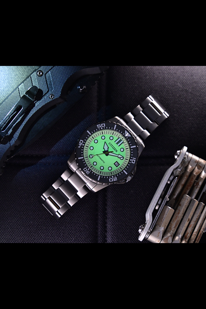Citizen Analog Green & Stainless Steel Men's Watch NJ0177 84X