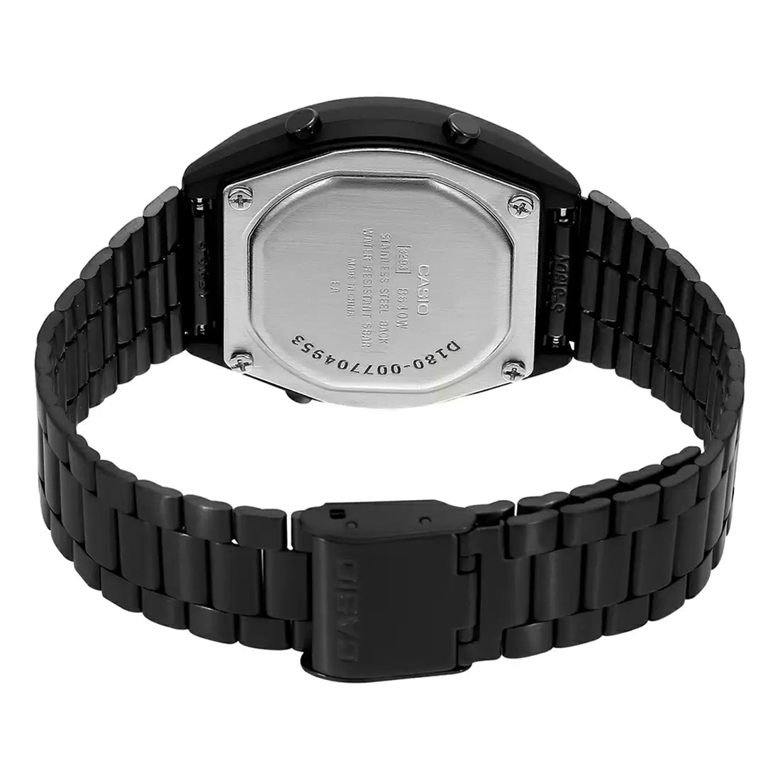 Casio Digital Black & Stainless Steel Unisex Watch D180