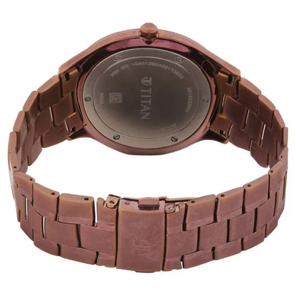 Classique Slimline Brown Dial Analog with Day and Date Stainless Steel Strap Watch for Men