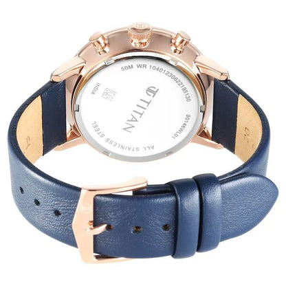 Infinity Display Blue Dial Chronograph Leather Strap watch for Men