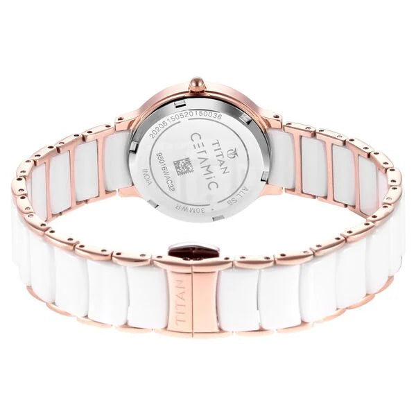Quartz Analog with Date Mother of Pearl Dial Stainless Steel & Ceramic Strap Watch for Women