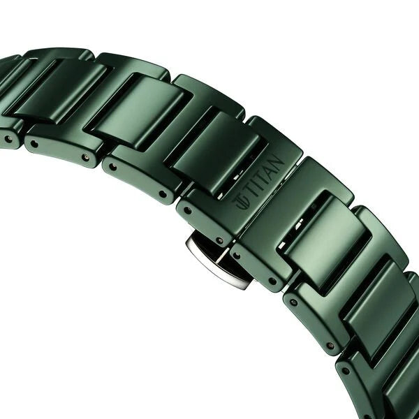 Edge Ceramic Slim Ceramic Strap Glossy Green Dial Analog Watch for Men
