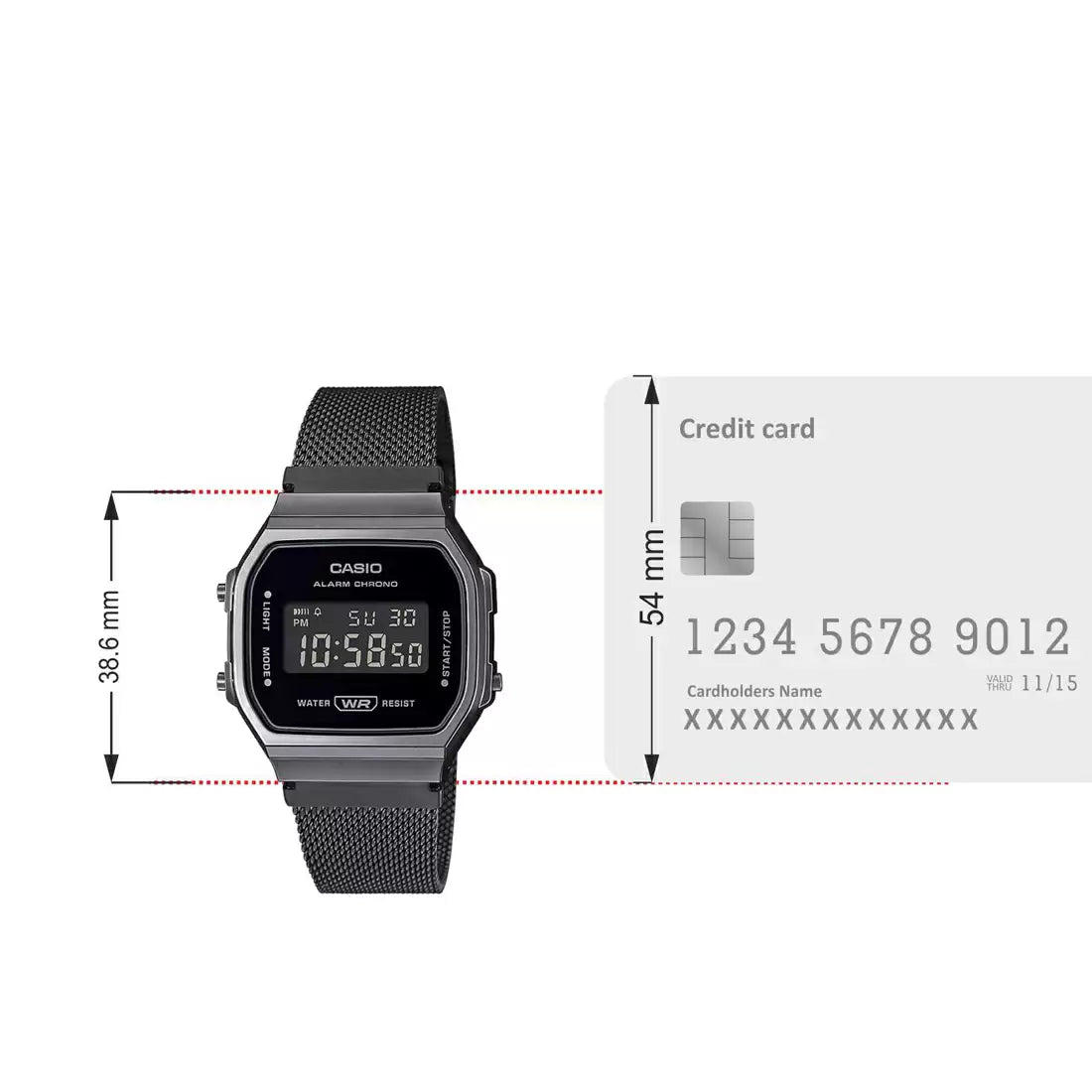 CASIO Digital Black & Stainless Steel Unisex Watch D259