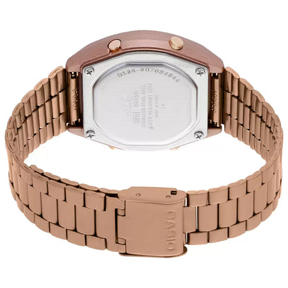Casio Digital Rose Gold & Stainless Steel Unisex Watch D128