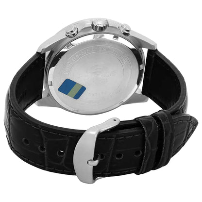 CASIO Chronograph Black & Leather Men's Watch EX096