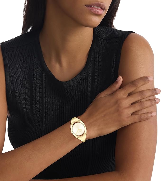 Calvin Klein Women's CK Elation Wristwatch, 2 Hand, Gold Plated, Minimalistic Bangle Style 25200391
