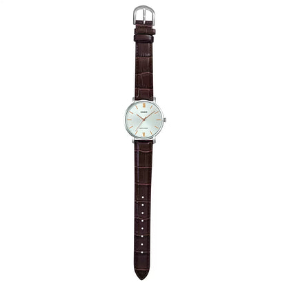 CASIO Analog Silver & Leather Women's Watch A1628